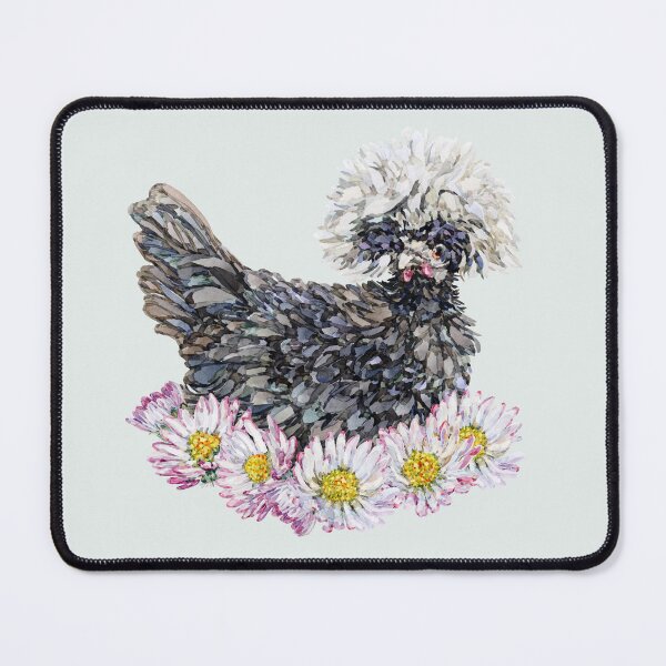 Item preview, Mable the White Crested Polish Chicken with watercolor daisies designed and sold by becca-boyce.
