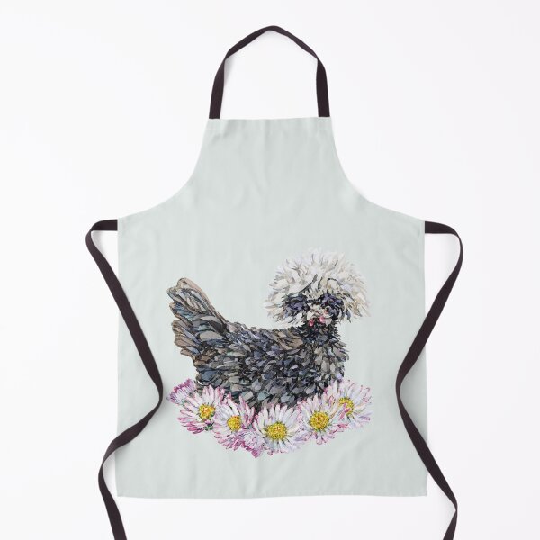Item preview, Mable the White Crested Polish Chicken with watercolor daisies designed and sold by becca-boyce.
