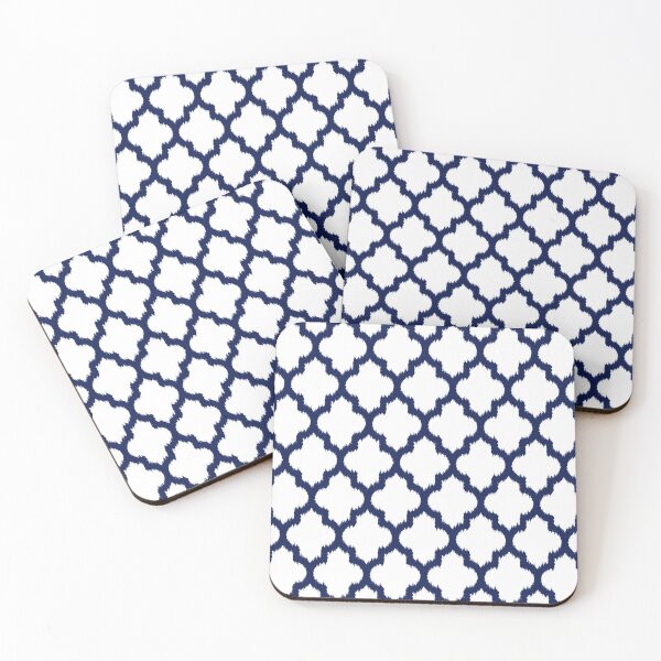 Item preview, Navy blue and white quatrefoil ikat style cplong designed and sold by MaryObrieneo.