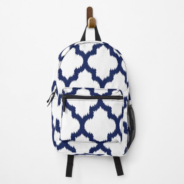 Item preview, Navy blue and white quatrefoil ikat style cplong designed and sold by MaryObrieneo.