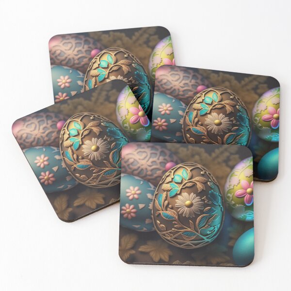 Item preview, Easter eggs with flowers pattern design, vintage colors and luminous light 11 designed and sold by jetaiart.