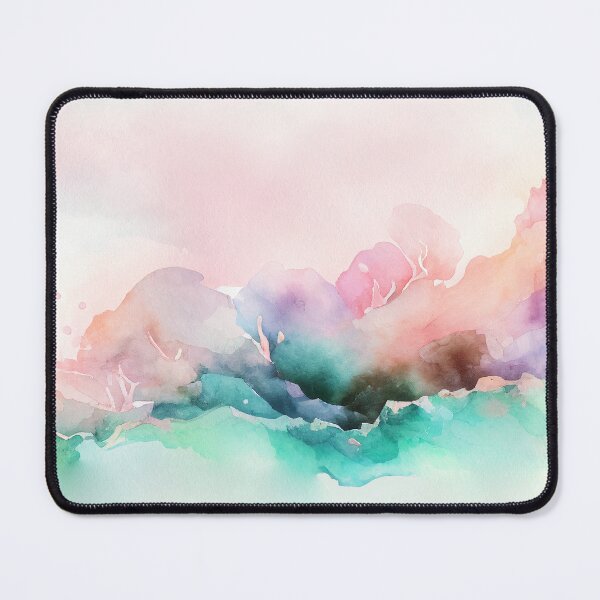 Item preview, Pastel Soft Coral Pink Turquoise / Teal Watercolor Washes / Ombré Painting Artwork Abstract Image designed and sold by adlydesigns.