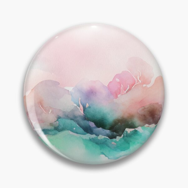 Item preview, Pastel Soft Coral Pink Turquoise / Teal Watercolor Washes / Ombré Painting Artwork Abstract Image designed and sold by adlydesigns.