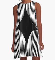 Black and white circles and stripes A-Line Dress