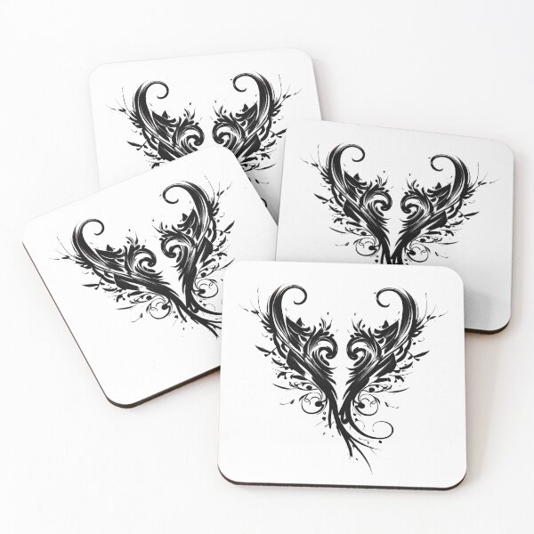 Item preview, Tribal Tattoo Wings in Heart Shape designed and sold by ShadowAndSlate.