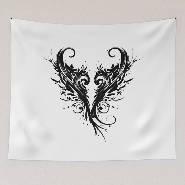 Item preview, Tribal Tattoo Wings in Heart Shape designed and sold by ShadowAndSlate.