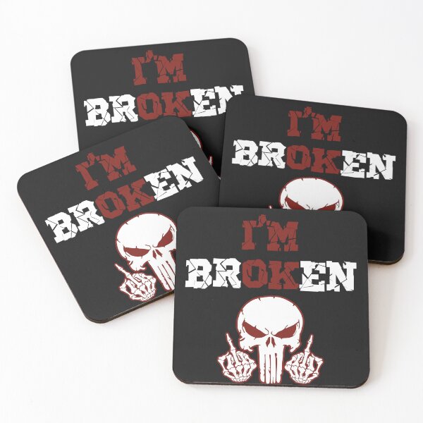 Item preview, I'm Broken T-shirt Confused Smile Skull Invisible Illness I'm OK Broken T-Shirt designed and sold by xteamdesign.