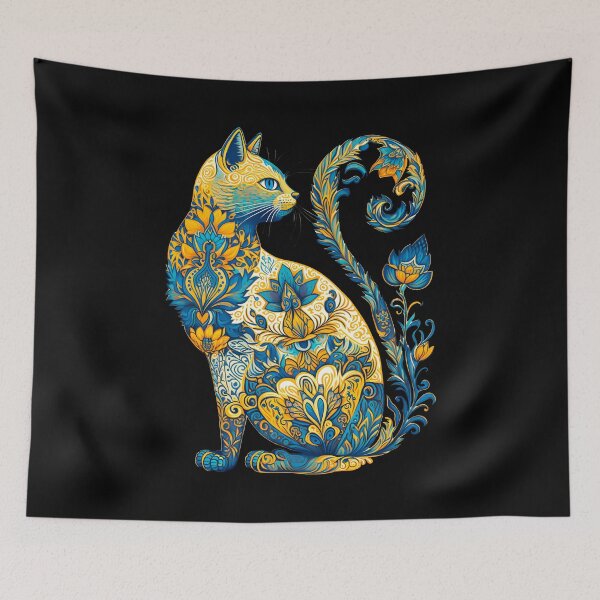 Item preview, Ukrainian Cat Floral Vintage Ukraine Flag & Vyshyvanka designed and sold by SecretDicer.