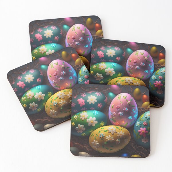 Item preview, Easter eggs with flowers pattern design, vintage colors and luminous light 12 designed and sold by jetaiart.