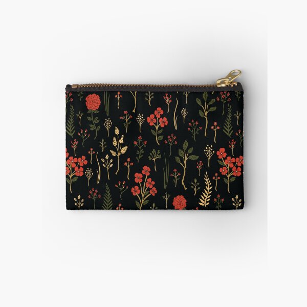 Item preview, Green, Red-Orange, and Black Floral/Botanical Print designed and sold by somecallmebeth.