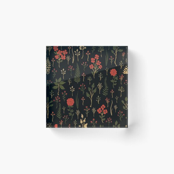 Item preview, Green, Red-Orange, and Black Floral/Botanical Print designed and sold by somecallmebeth.