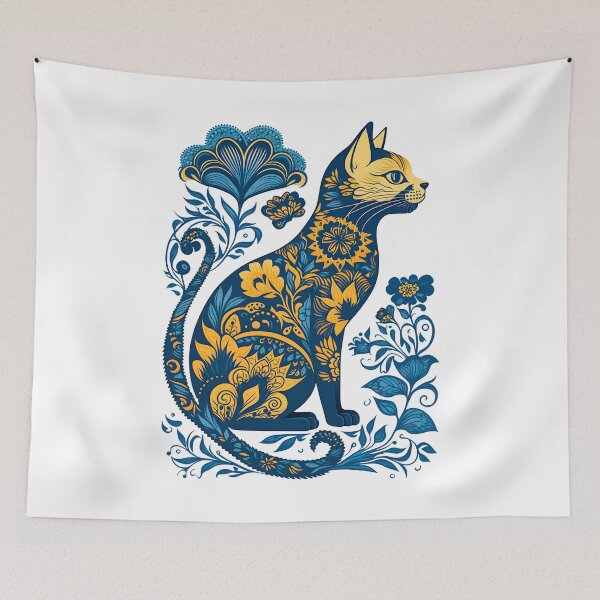 Item preview, Ukraine Cat Floral Vintage Ukrainian Flag & Vyshyvanka designed and sold by SecretDicer.