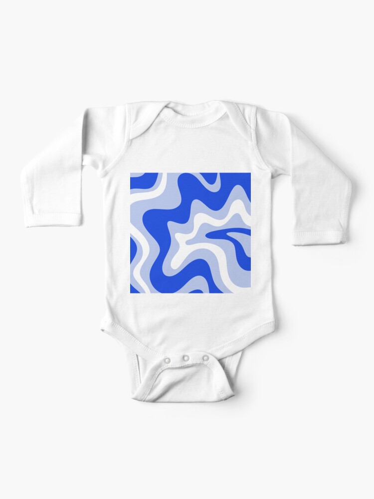 Retro Liquid Swirl Abstract Pattern Square in Royal Blue, Light