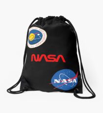 Three different official NASA logos Drawstring Bag