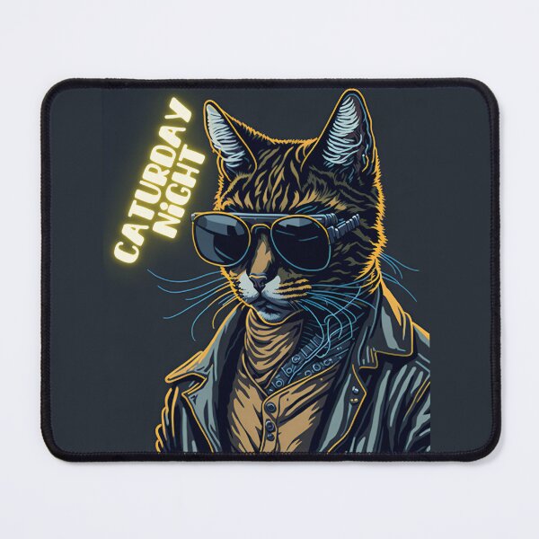 Item preview, Caturday Night - Cool Cat Wearing Shades and Leather Jacket designed and sold by candlewithhare.