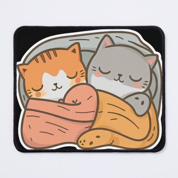 Item preview, Purrfectly Cozy Two Uwu Cats Snuggle in a Warm Bed designed and sold by DHNY.
