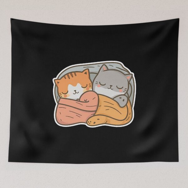Item preview, Purrfectly Cozy Two Uwu Cats Snuggle in a Warm Bed designed and sold by DHNY.