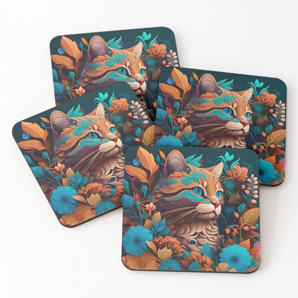 Item preview, Colorful Cute kitty and Flowers designed and sold by beluxe.