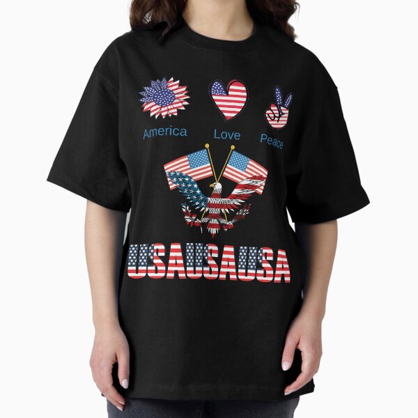 America USA Flag - America Love Peace Oversized T-Shirt