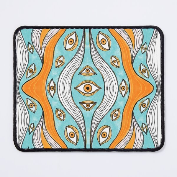 Item preview, Psychedelic Eyes Hippie Pattern Blue Orange designed and sold by Boriana Giormova.
