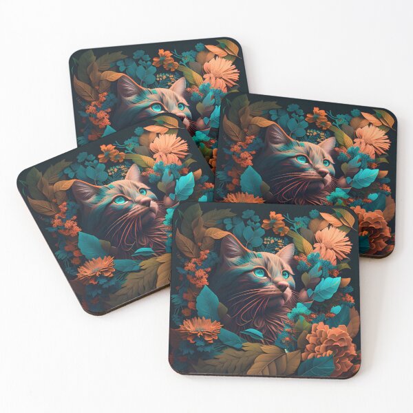 Item preview, Colorful Cute kitty and Flowers designed and sold by beluxe.