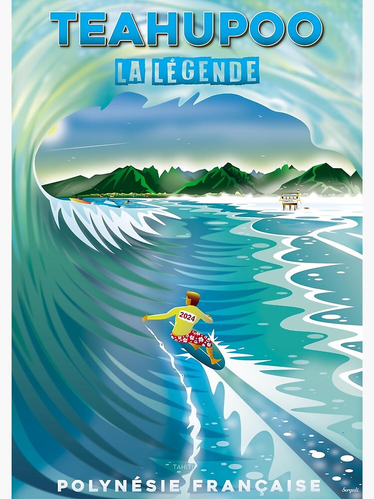 Poster Avec L'œuvre « POSTER -TEAHUPOO - Surf Jeux Olympiques 2024 ...