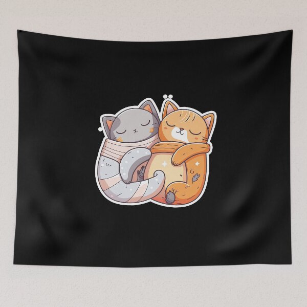 Item preview, Cuddle Buddies Two Uwu Cats Share a Bed and a Heartwarming Moment designed and sold by DHNY.