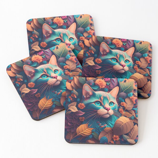 Item preview, Colorful Cute Cat and Flowers designed and sold by beluxe.