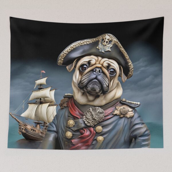 Item preview, Pug Dog Pirate Ship Captain  designed and sold by candiscamera.