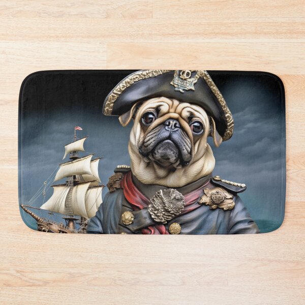 Item preview, Pug Dog Pirate Ship Captain  designed and sold by candiscamera.