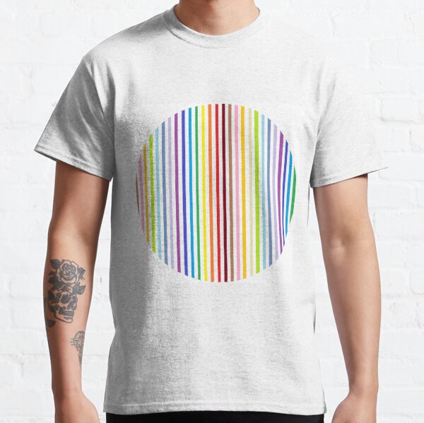 Multicolored stripes and circles on a white background. Classic T-Shirt
