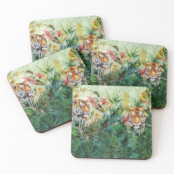 Item preview, Tigers Tropical Jungle Watercolor Art designed and sold by artsandsoul.