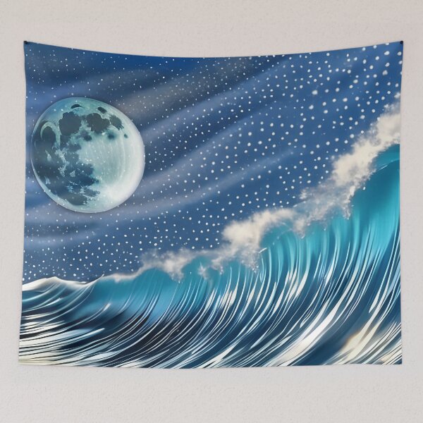 Item preview, Midnight Tidal wave, ink drawing, Ai Generated Art  designed and sold by ACC .