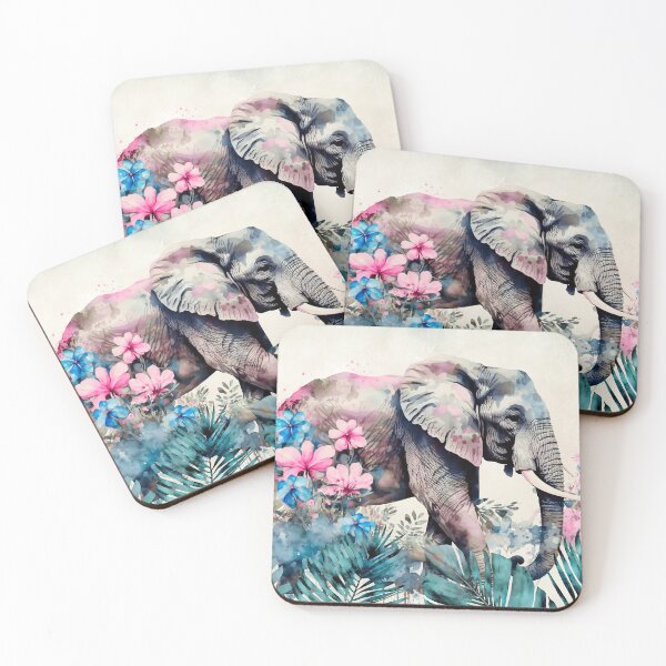Item preview, Elephants Tropical Garden Pastel Colored Watercolor Art designed and sold by artsandsoul.