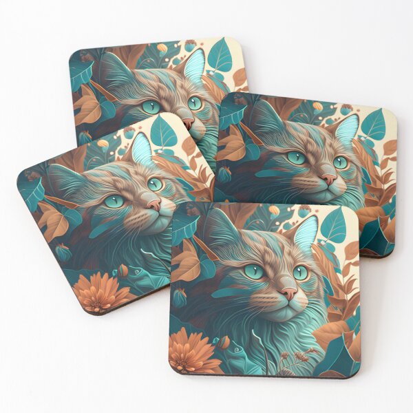 Item preview, Colorful Cute Cat and Flowers designed and sold by beluxe.