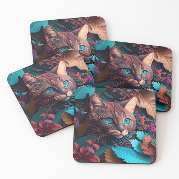 Item preview, Colorful Cute Cat and Flowers designed and sold by beluxe.