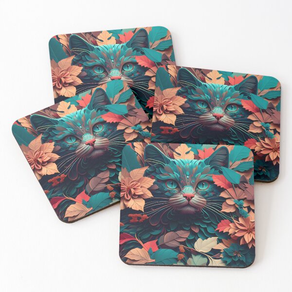 Item preview, Colorful Cute Cat and Flowers designed and sold by beluxe.