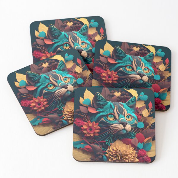 Item preview, Colorful Cute Cat and Flowers designed and sold by beluxe.