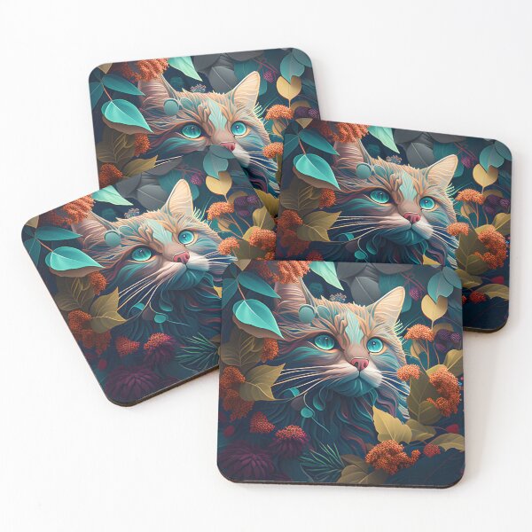 Item preview, Colorful Cute Cat and Flowers designed and sold by beluxe.