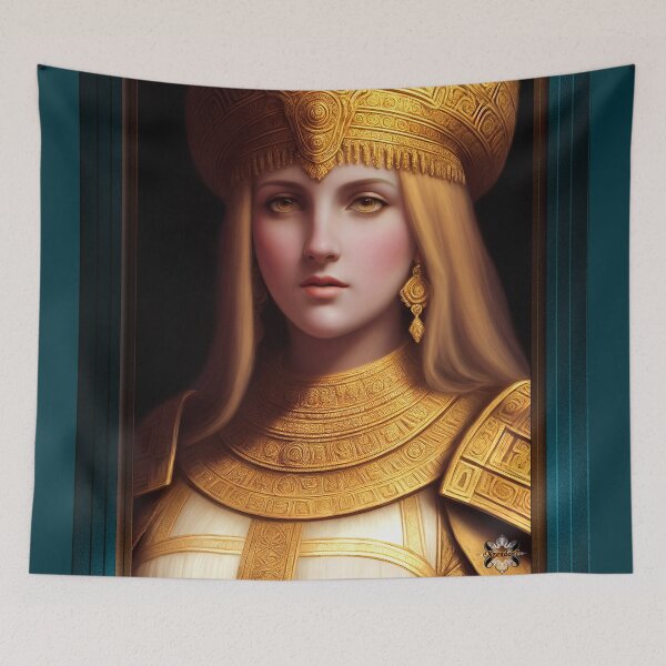 Item preview, The Golden Elegant Queen Of Sandoria Fantasy AI Concept Art by Xzendor7 designed and sold by Xzendor7 Digital Art Creations.