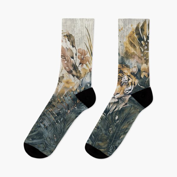 Item preview, Tigers Tropical Jungle Watercolor Art Moody Colors designed and sold by artsandsoul.