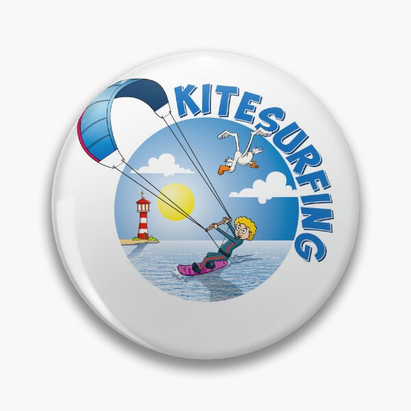 Item preview, Funny and colorful round shaped cartoon style kite surfing illustration.  designed and sold by Stef Ringoot, cartoons and illustrations.