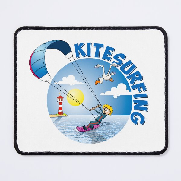 Item preview, Funny and colorful round shaped cartoon style kite surfing illustration.  designed and sold by Stef Ringoot, cartoons and illustrations.