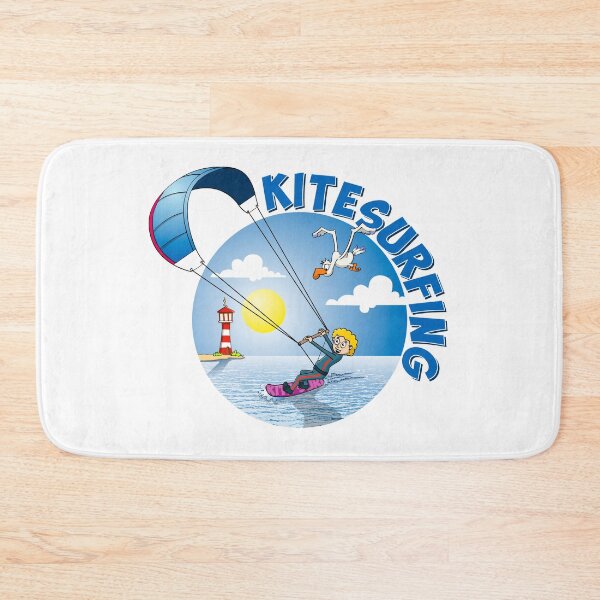 Item preview, Funny and colorful round shaped cartoon style kite surfing illustration.  designed and sold by Stef Ringoot, cartoons and illustrations.