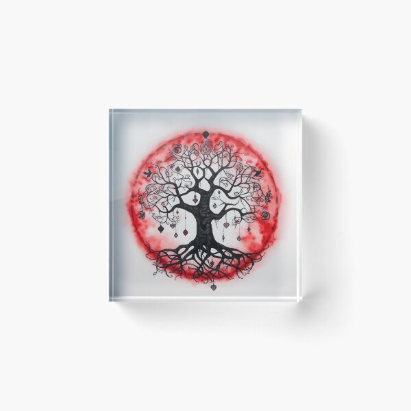 Item preview, Gothic Celtic Pagan Wiccan Tree of Life in Black and Red designed and sold by CGSGraphics.