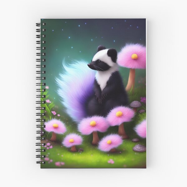 Item preview, Baby skunk sitting in the forest surrounded by flowers designed and sold by Whimsy Bu.