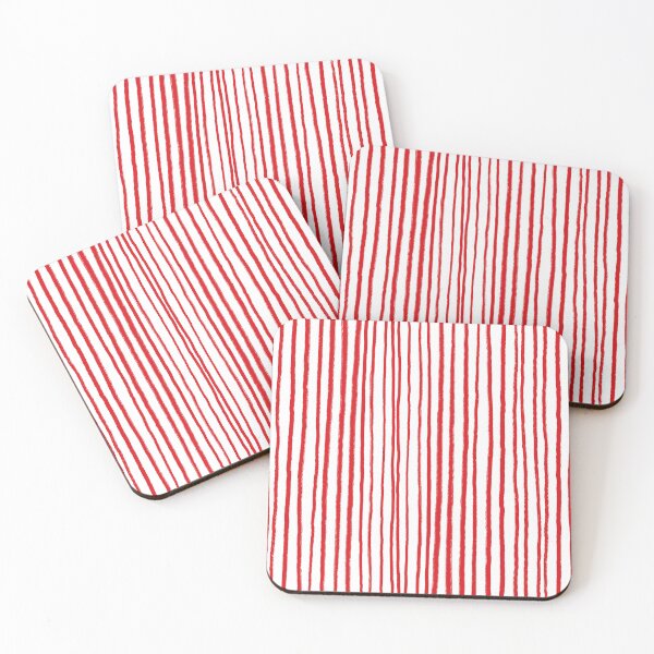 Item preview, White and Red, Vertical, Free Hand Stripes  designed and sold by OneThreeSix.
