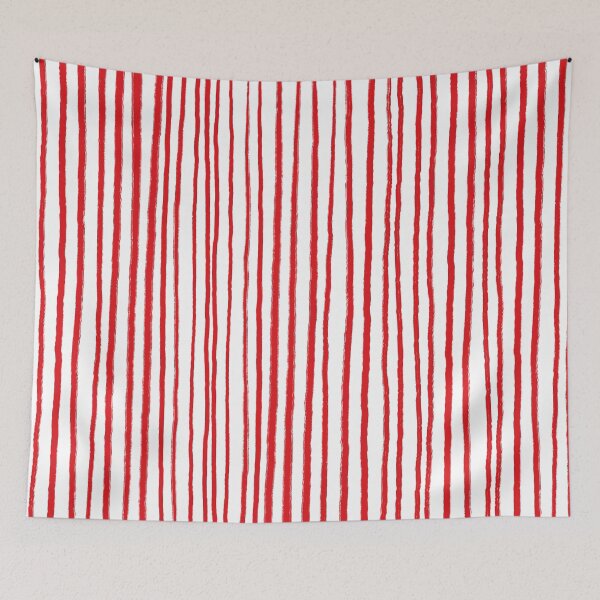 Item preview, White and Red, Vertical, Free Hand Stripes  designed and sold by OneThreeSix.