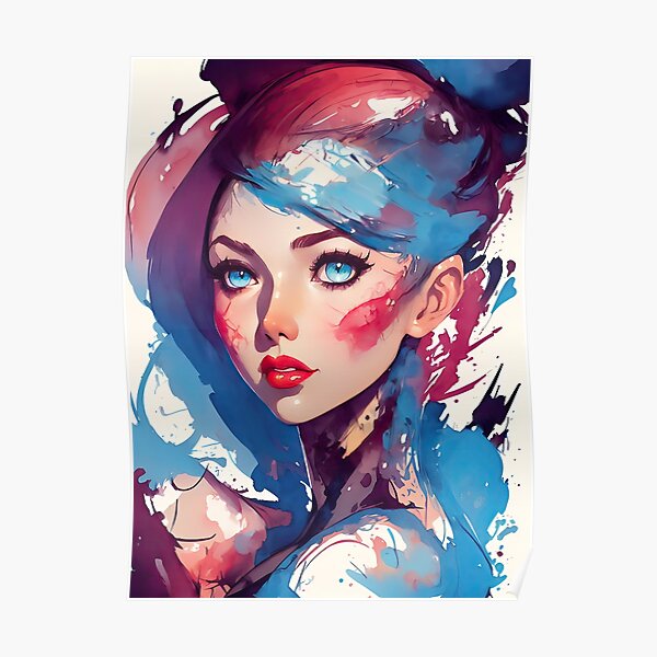 Pop art canvas - Coloured Beautiful woman Poster