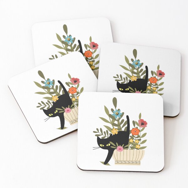 Item preview, Black Cat With Flowers designed and sold by Imaginarium Design.